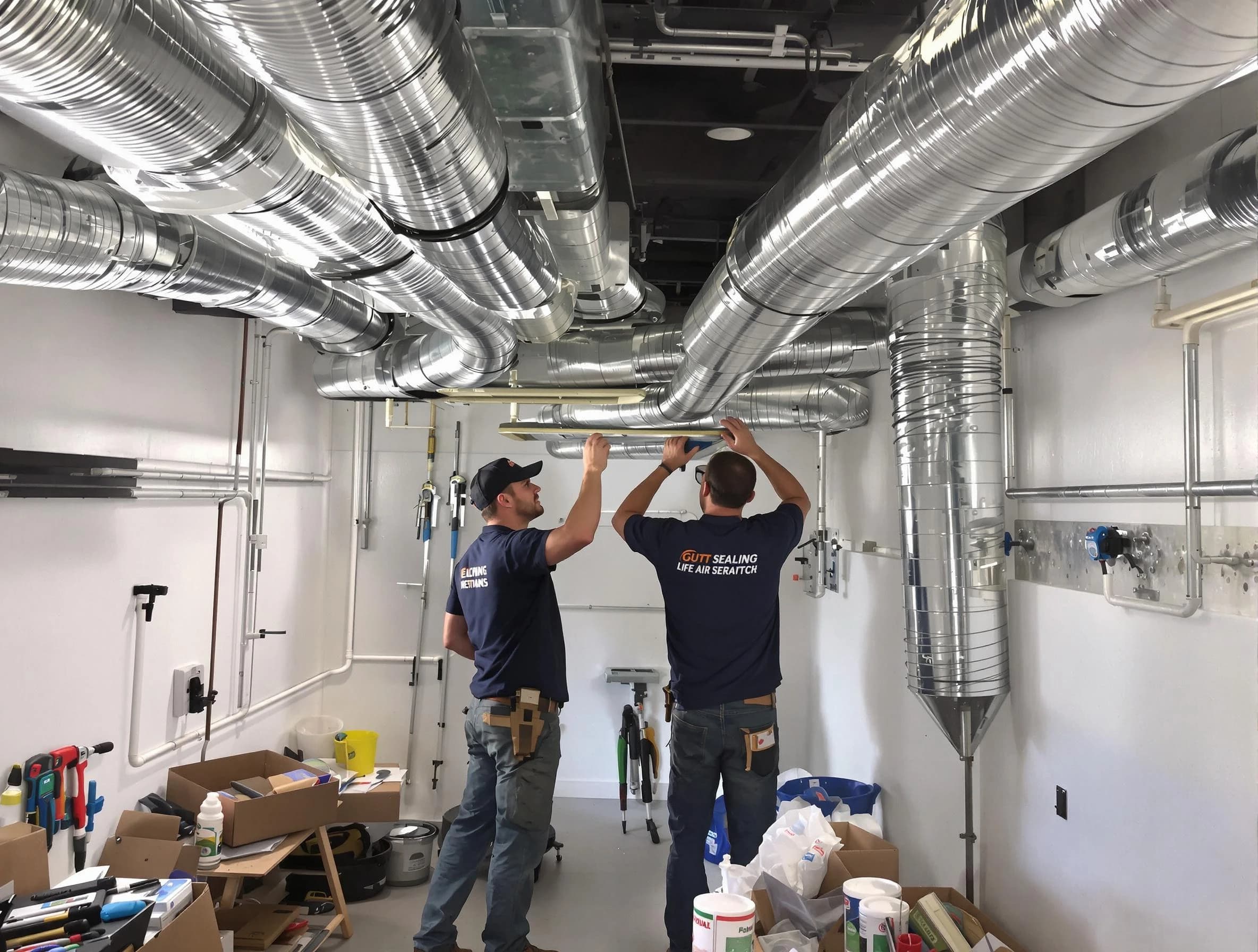 Springville Air Duct Cleaning technician applying professional duct sealing solutions in Springville