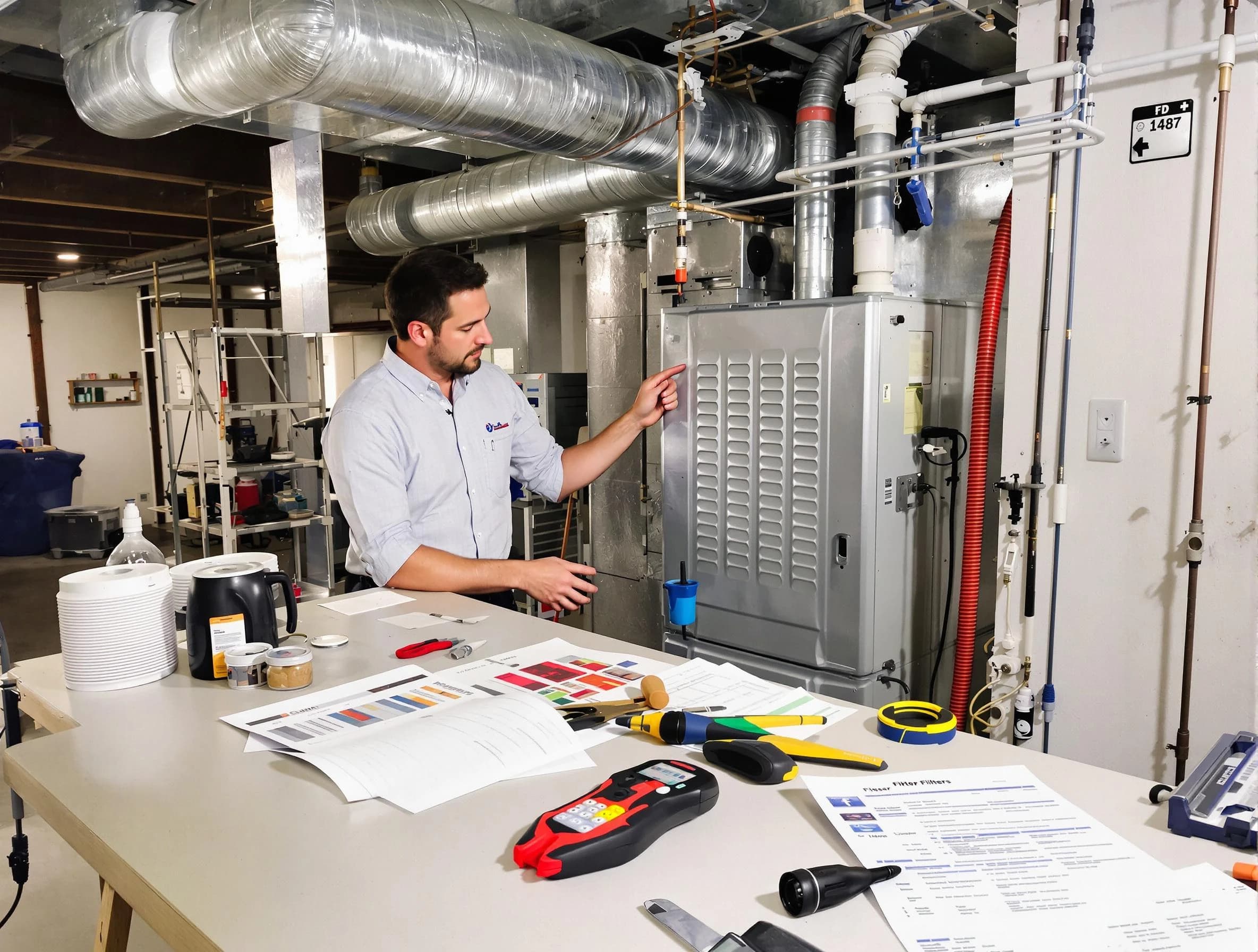 Springville Air Duct Cleaning inspector conducting detailed filter system evaluation using professional diagnostic tools in Springville