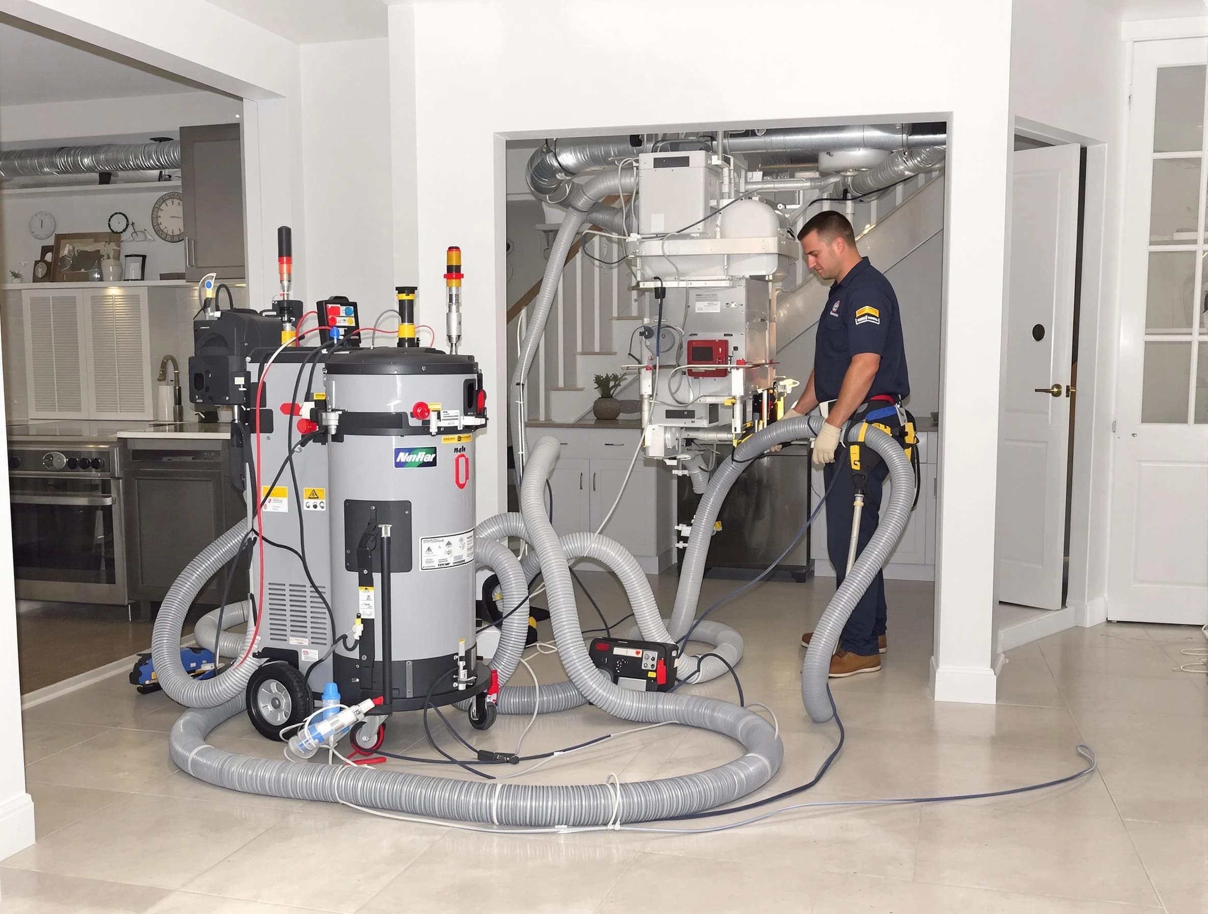 Springville Air Duct Cleaning technician operating negative pressure cleaning equipment for thorough duct maintenance in Springville
