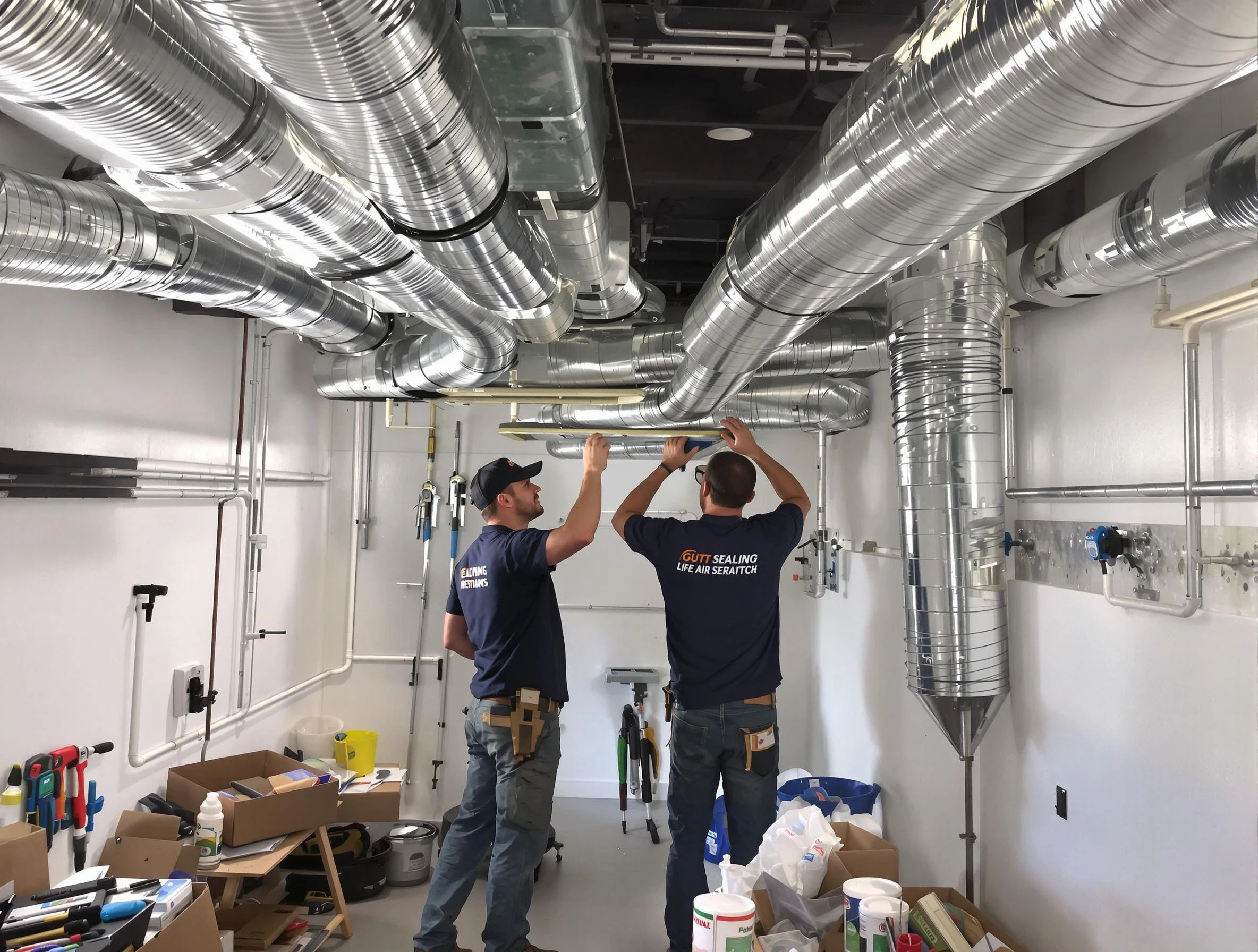 Springville Air Duct Cleaning technician applying professional duct sealing solutions in Springville