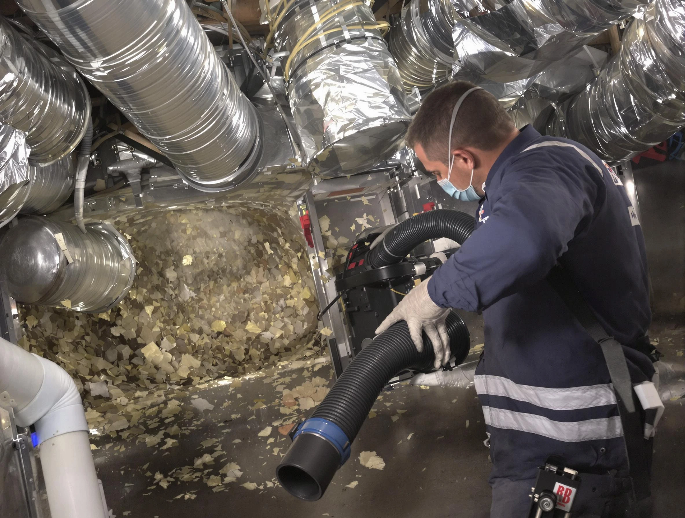 Springville Air Duct Cleaning specialist operating negative pressure cleaning equipment for thorough duct maintenance in Springville